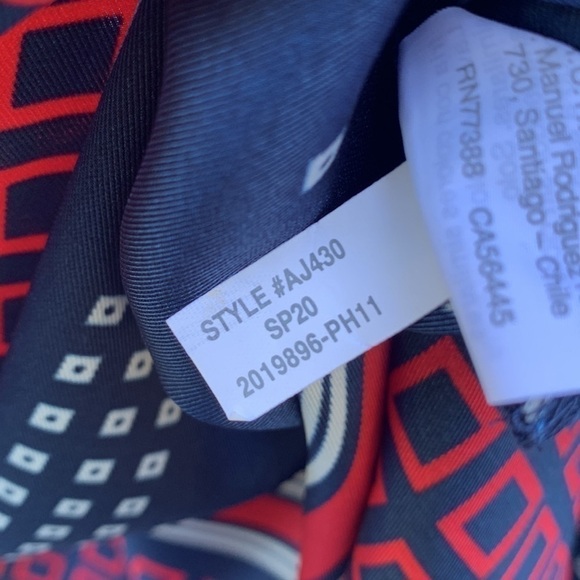 J Crew Drapey In Ratti Blue Red Geometric Print Long Sleeve High Low Tunic - Picture 16 of 16